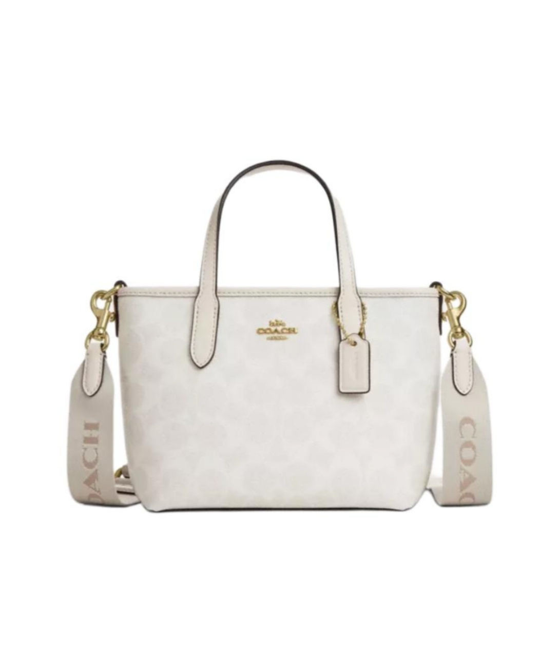 Shop Coach Mini Pattern Shoulder Bag In White