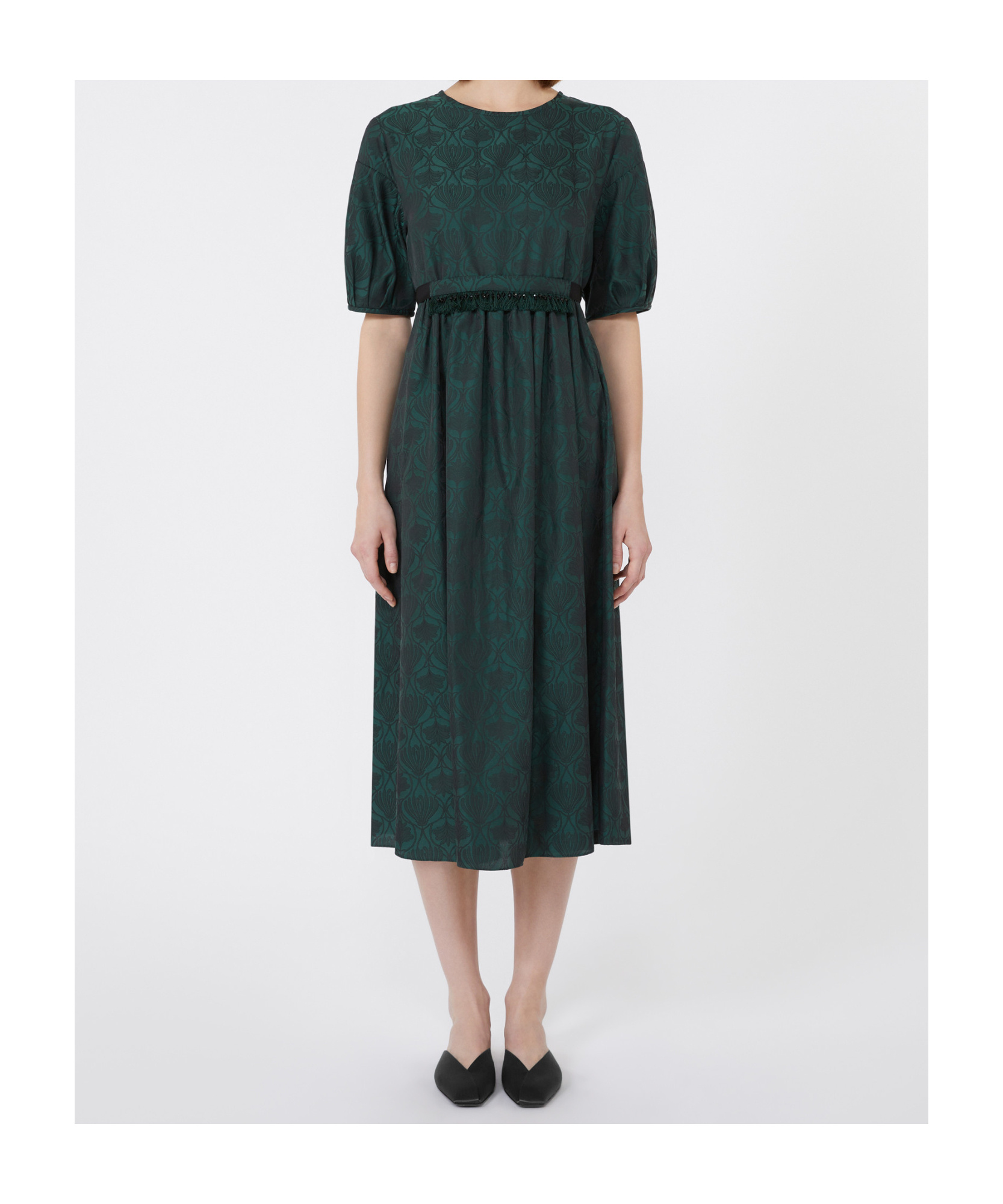 Max Mara Jacquard Cotton Dress In Green