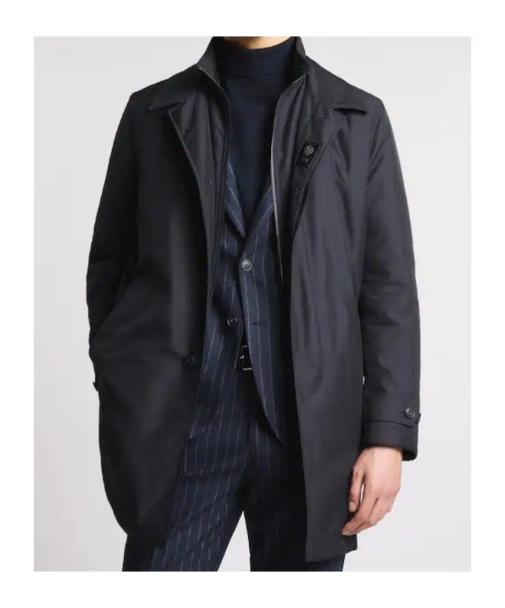 Fay Double-front Morning Coat With Padded Interior In Black