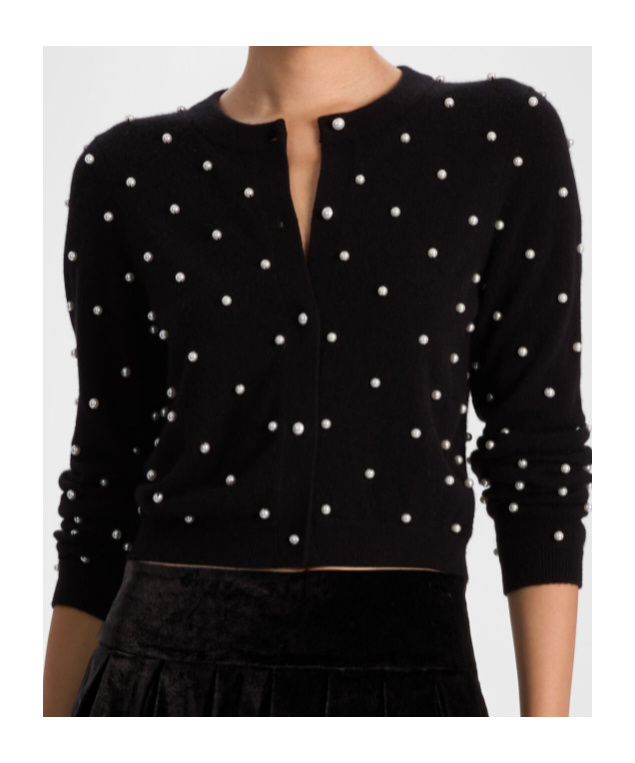 Alice And Olivia Embellished Cardigan In Black