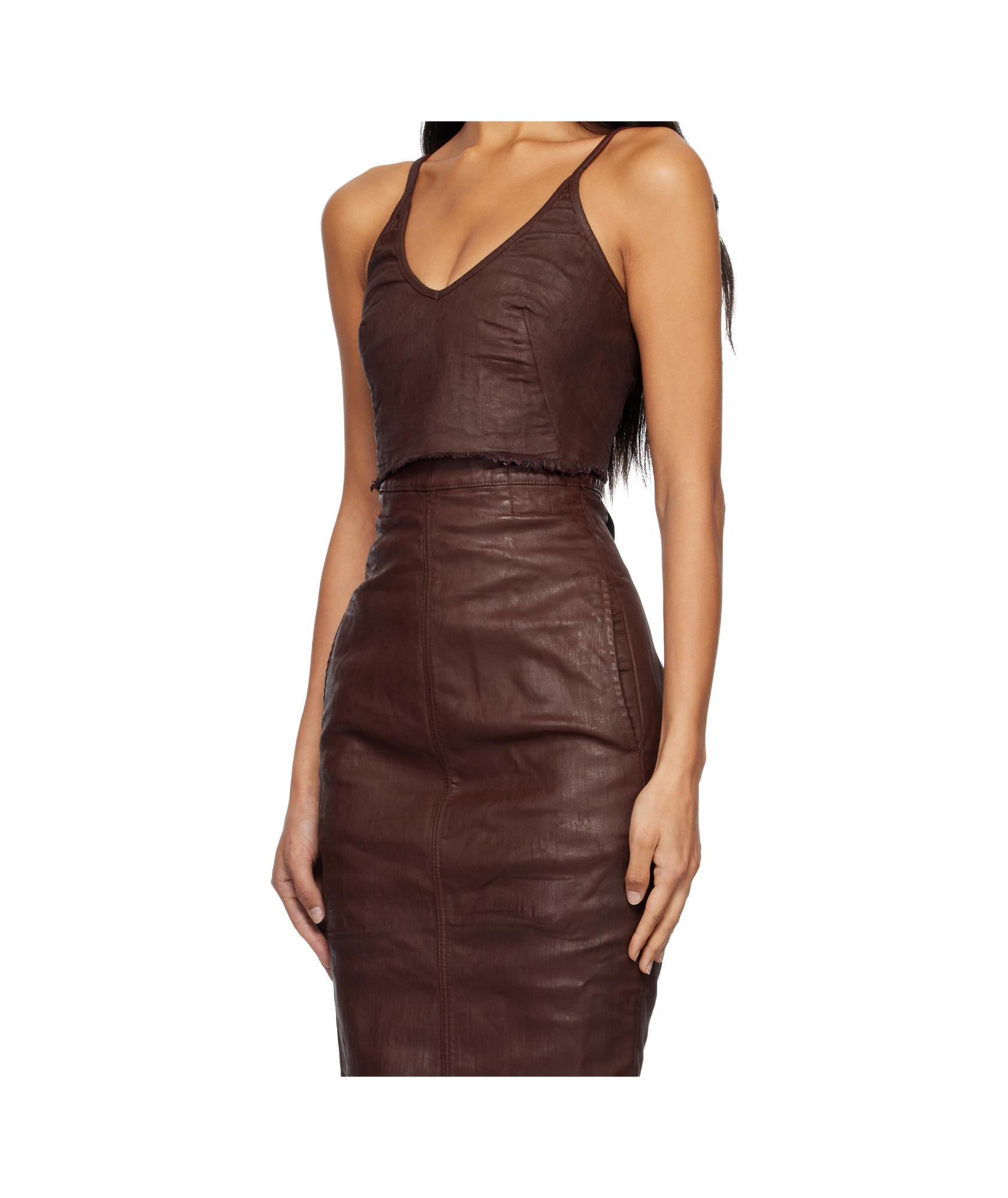 Rick Owens Drkshdw Burgundy Concordians Foil Denim Camisole In Brown