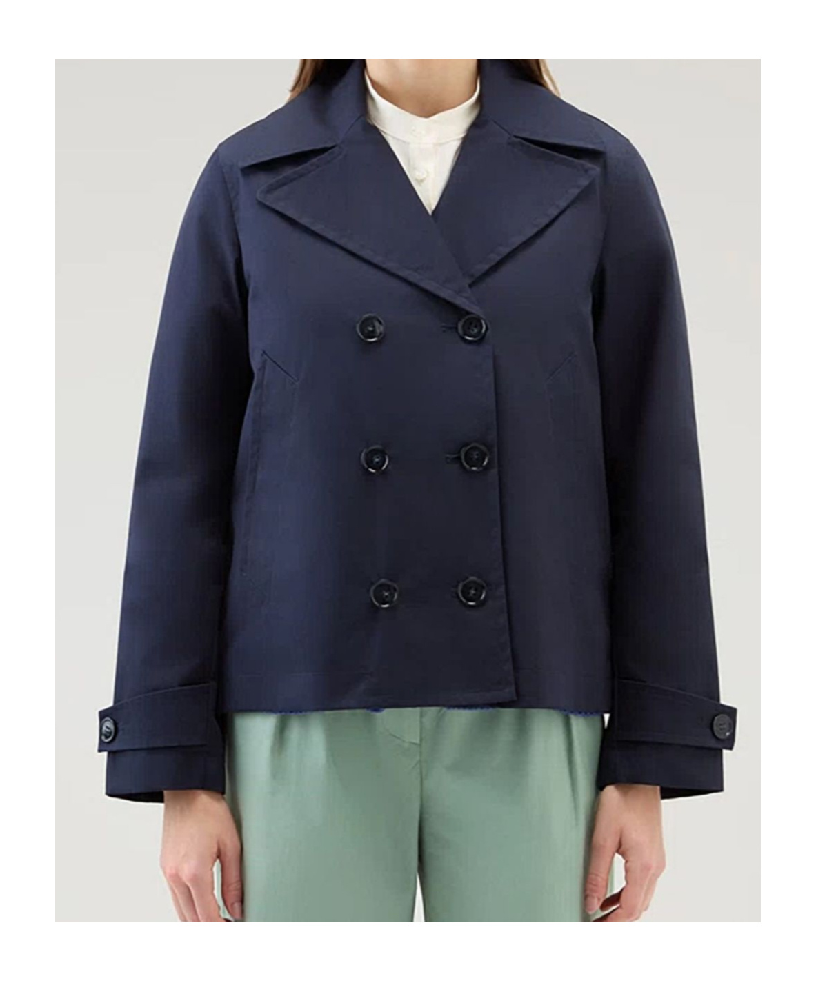 Woolrich Best Cotton Peacoat Havice In Blue