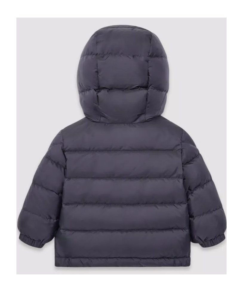 Moncler Enfant Logo Patch Hooded Down Jacket In Blue