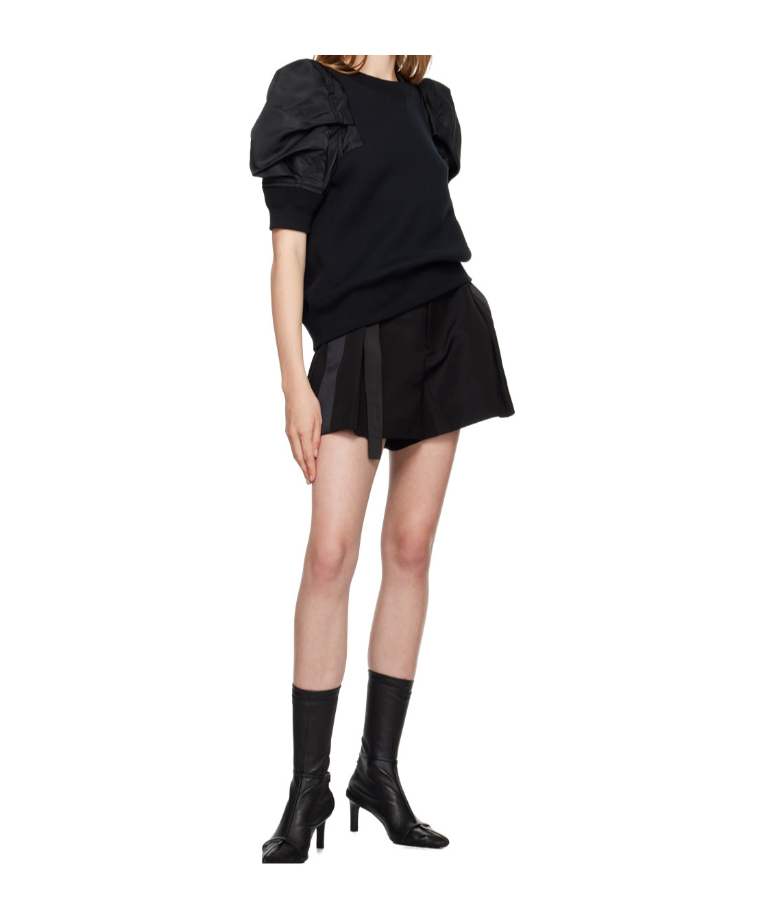 Sacai Black Paneled Sweatshirt In Black