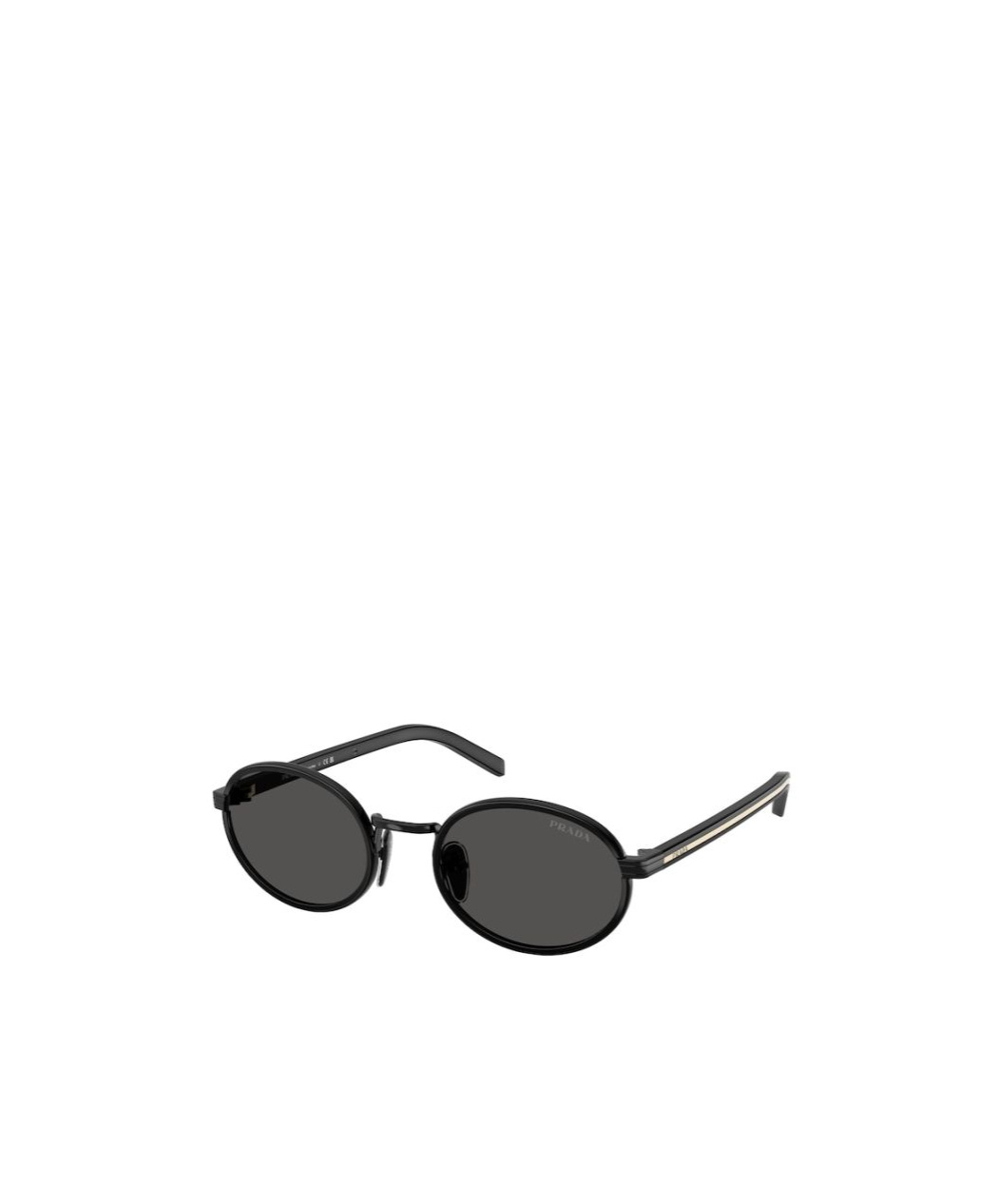 Prada Pr B56s Oval Steel Sunglasses In Black