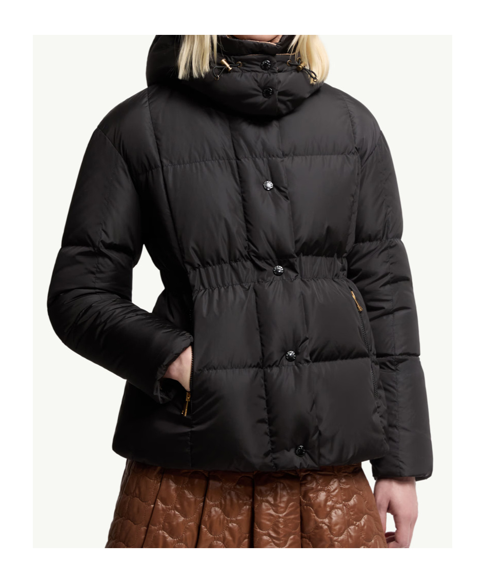 Moncler Agneux Square-quilted Hooded Short Down Jacket In Black