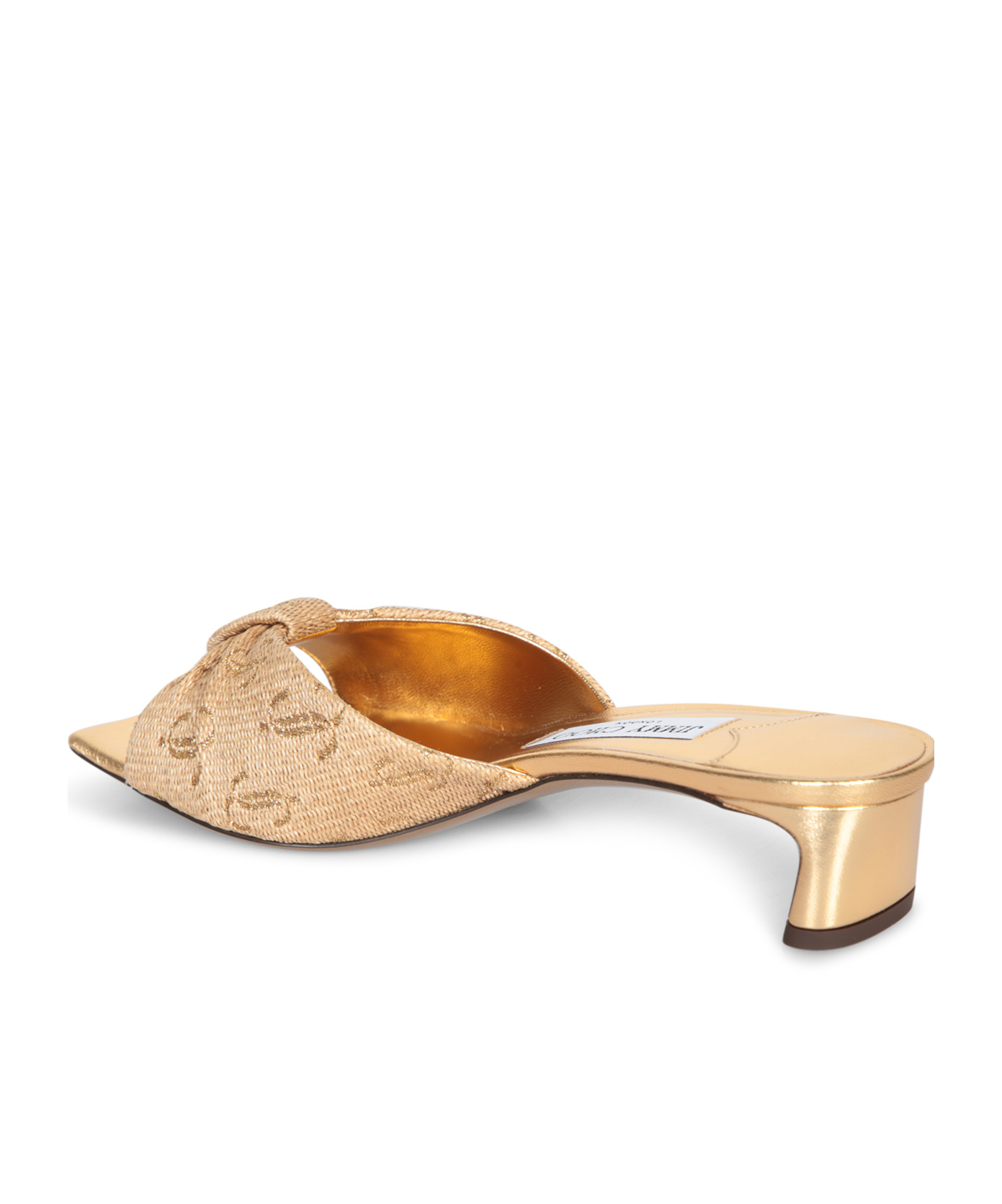 Jimmy Choo Annika 35 Metallic Raffia-jacquard Mules In Gold