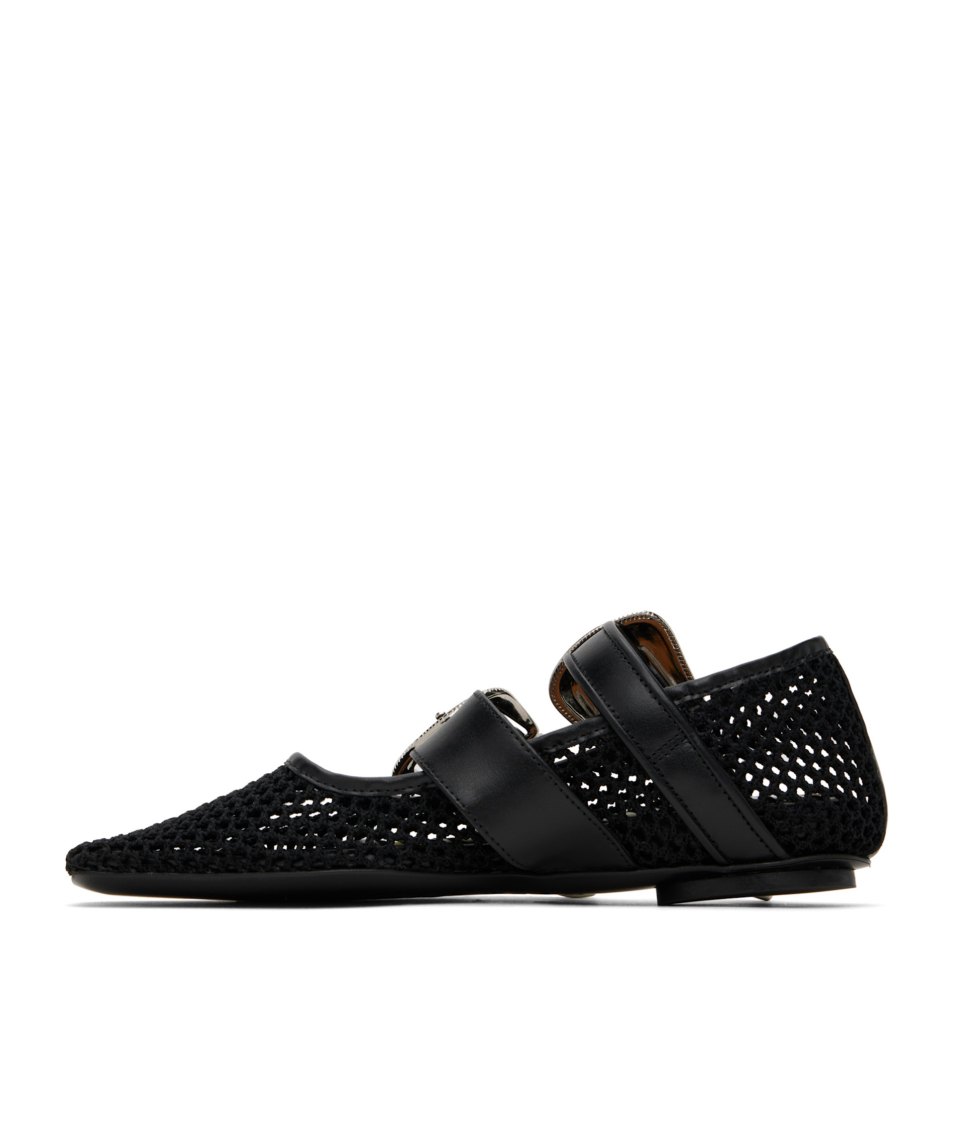 Shop Toga Crochet Mesh Ballet Flats In Black