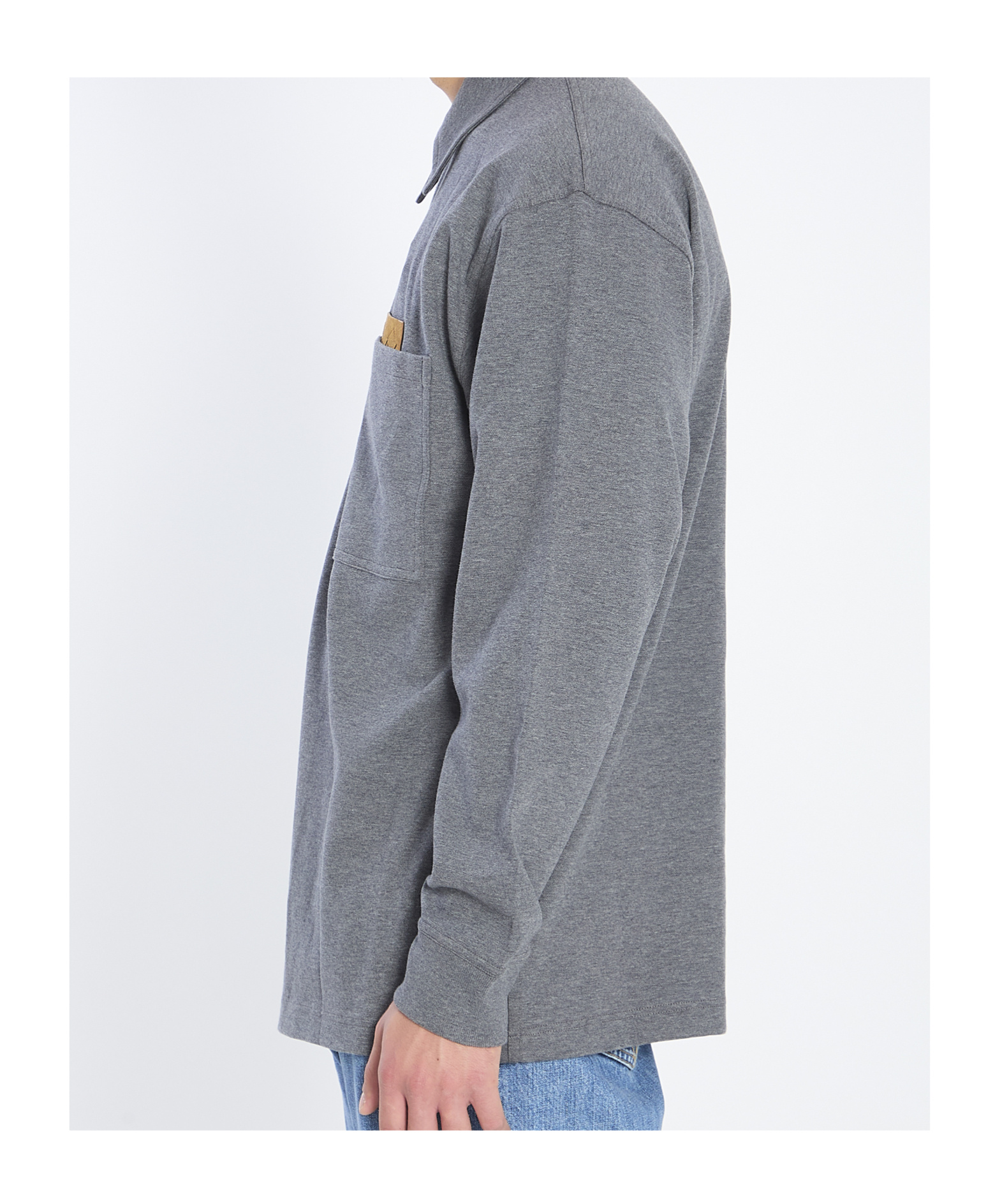 Bottega Veneta Layered Cotton Polo Suede Pocket In Gray