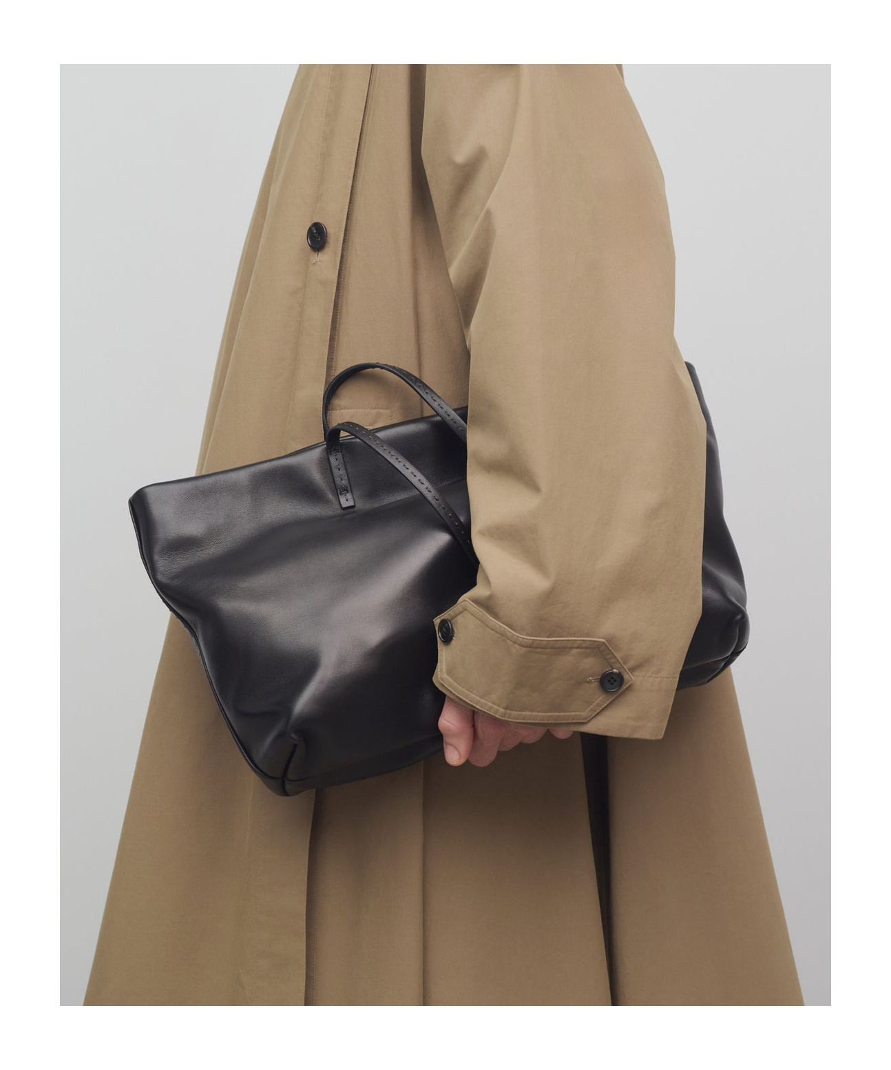 The Row Nuance Leather Tote Bag In Black