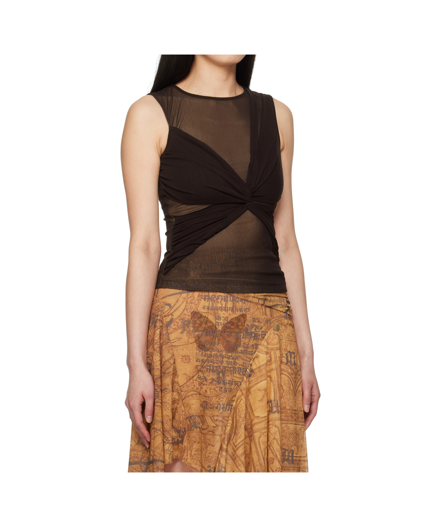 Misbhv Brown Wrapped Sleeveless Top