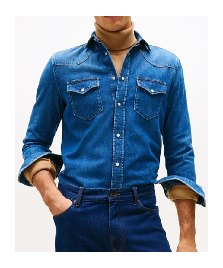 Tommy Hilfiger Long Sleeve Shirt Pointed Collar In Blue