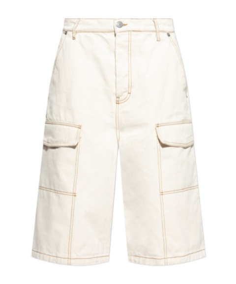 Shop Ami Alexandre Mattiussi Belt Loop Shorts In Cream