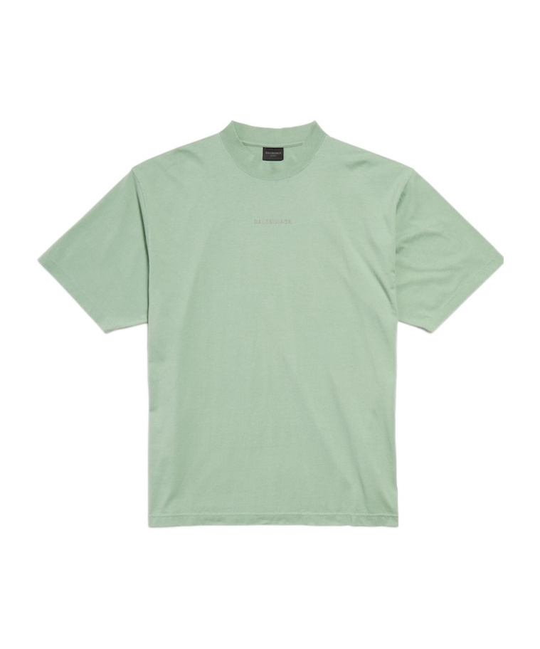 Balenciaga Back Reflective T-shirt Medium Fit In Sage Green In Gray-green