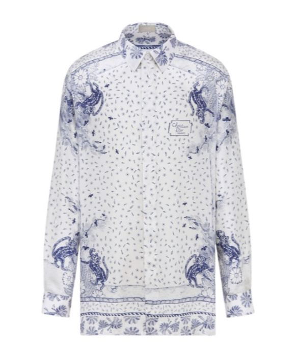 Dior Lapel Long-sleeved Shirt In White