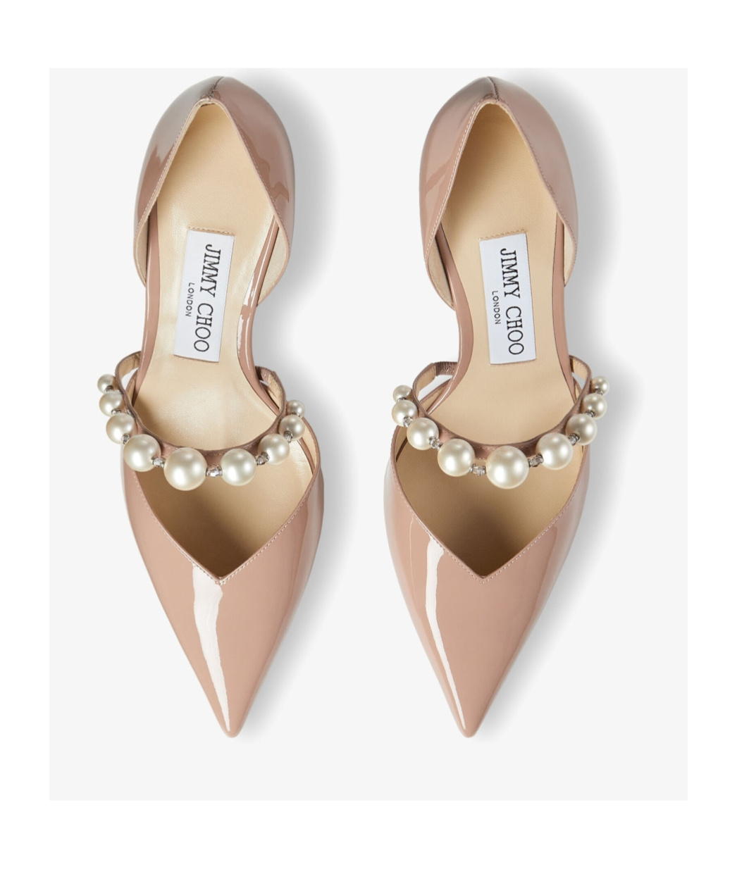 Jimmy Choo Aurelie 65 Patent Decollete With Pearl Decorations In Nude