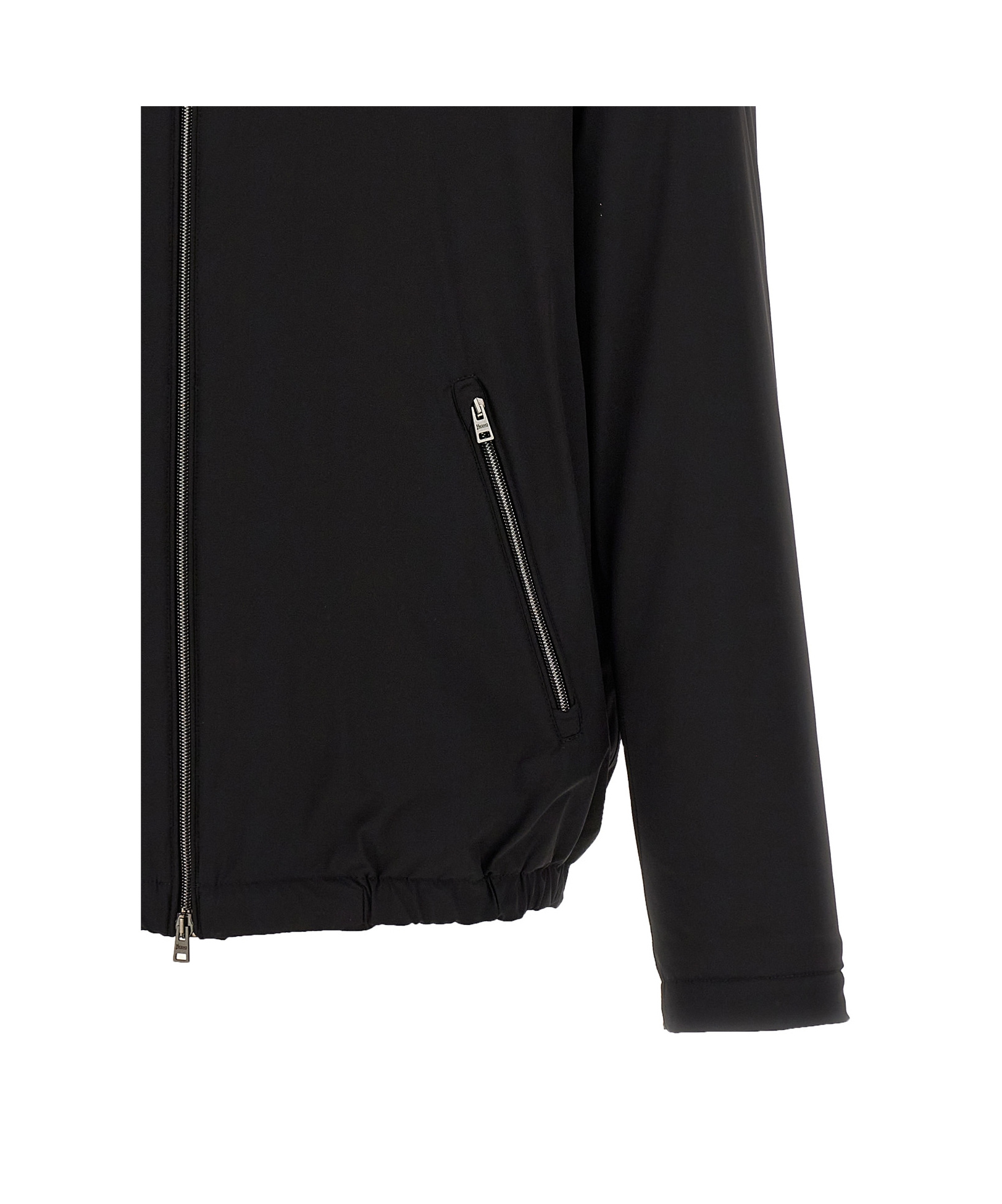 Herno Men's Technical Fabric Bomber Jacket With Hood In Black