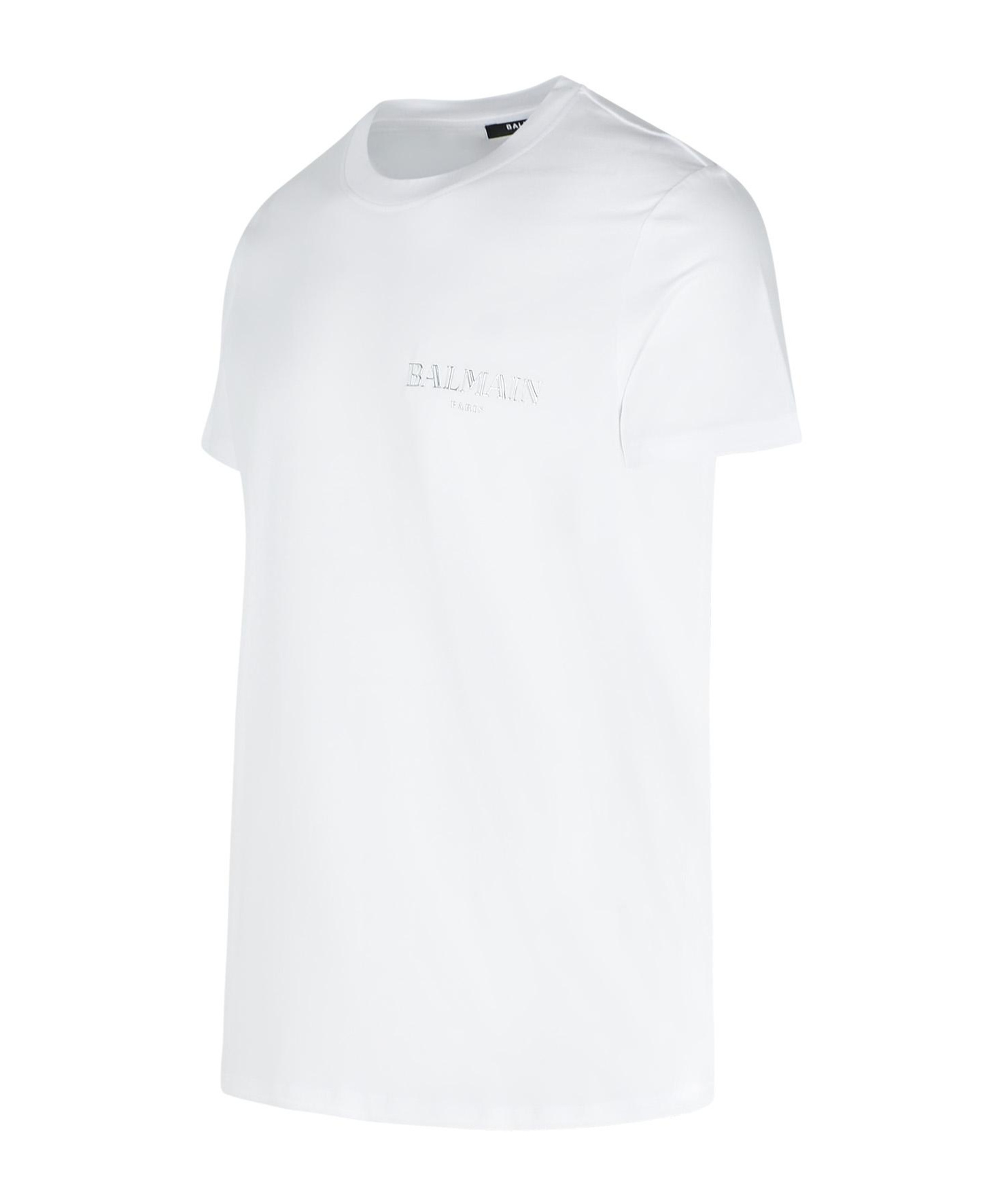 Shop Balmain Vintage Gel-logo T-shirt In White