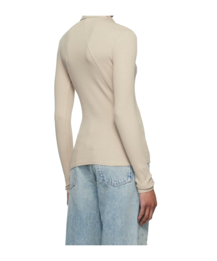 Rag & Bone Taupe Essential Rib Button Polo In Nude