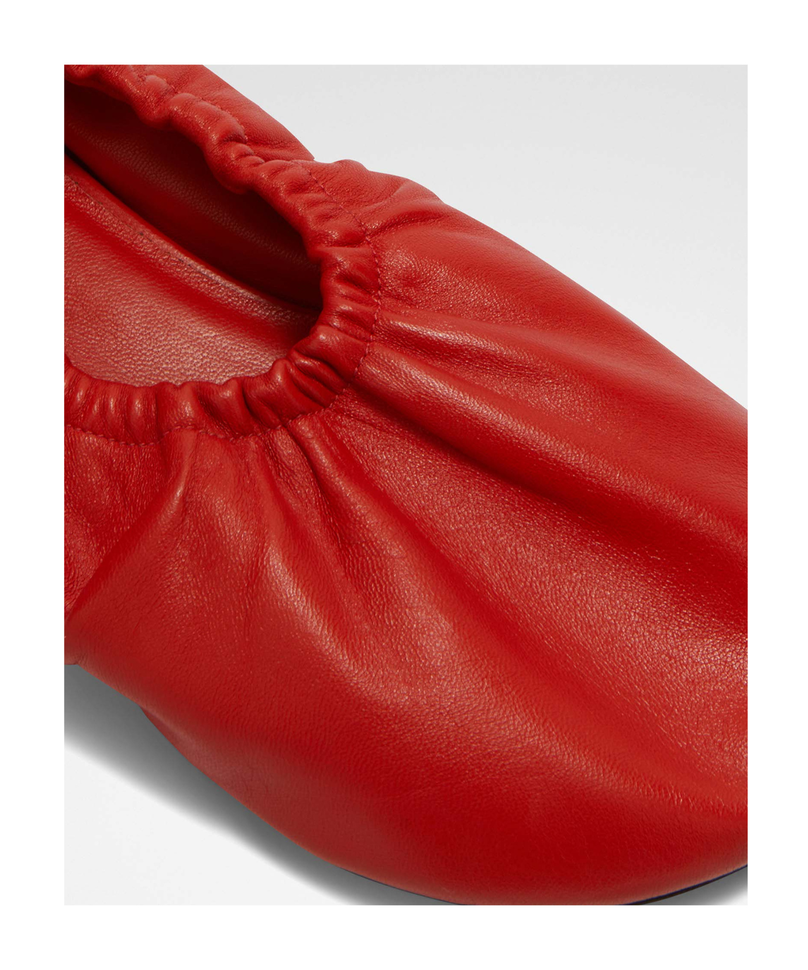 Jil Sander Gathered-detail Leather Ballerina Shoes In Red