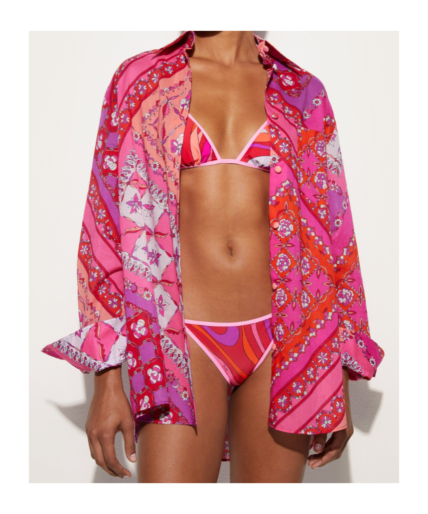 Pucci Geometric And Floral Pattern Shirt In Pink