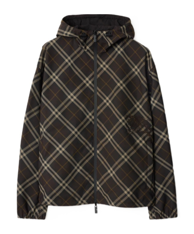 Burberry Reversible Check Hooded Jacket In Brown