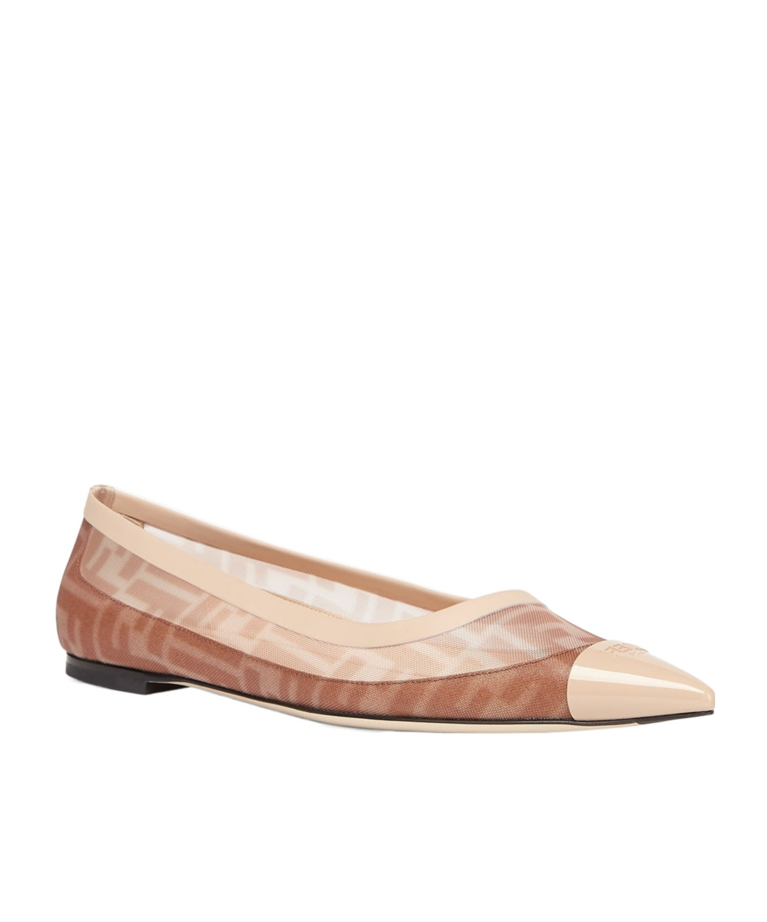 Fendi Colibri Ff Mesh Pointed Ballerina Flats In Nude