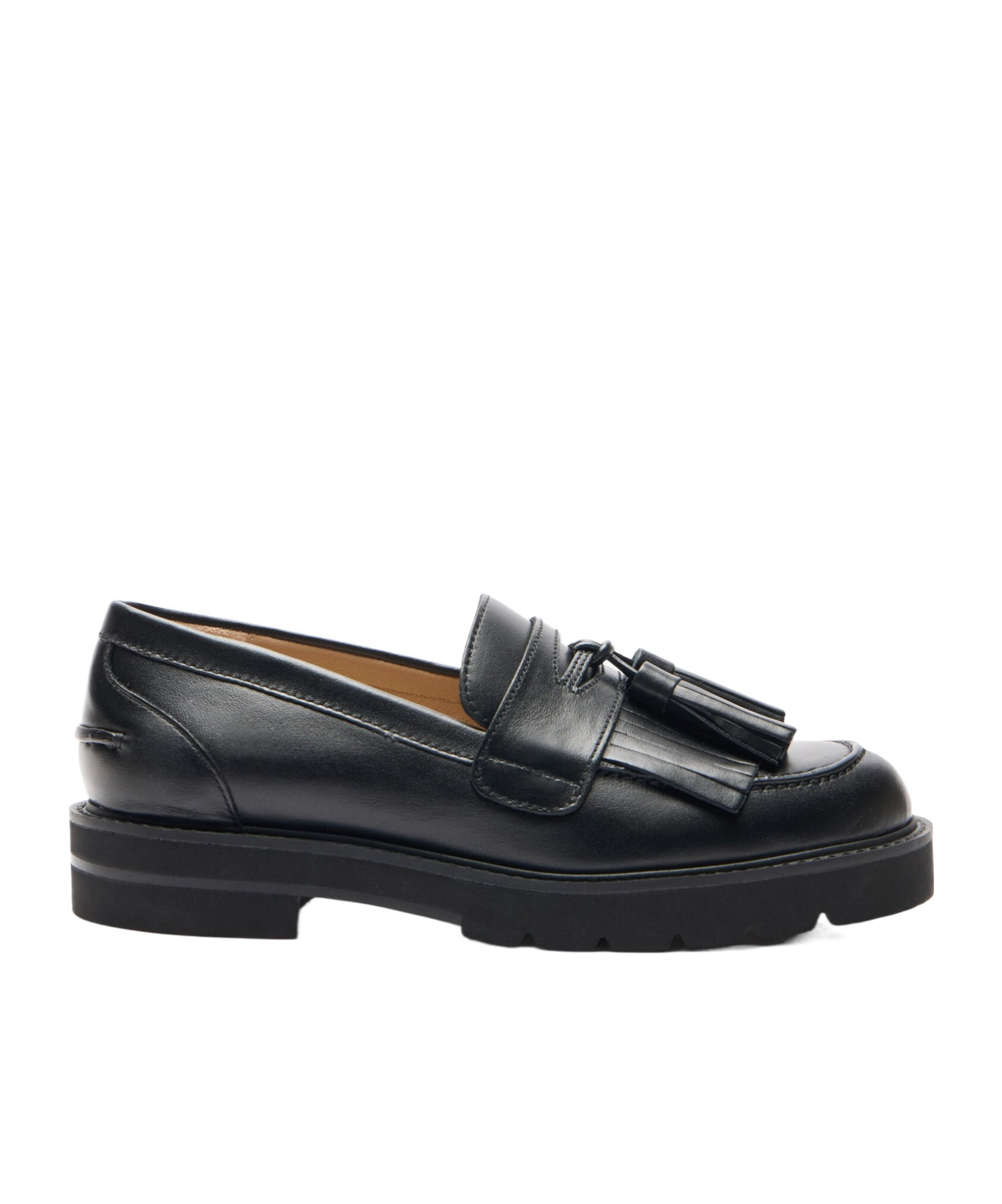 Stuart Weitzman Mila Lift Tassel-embellished Loafers In Black