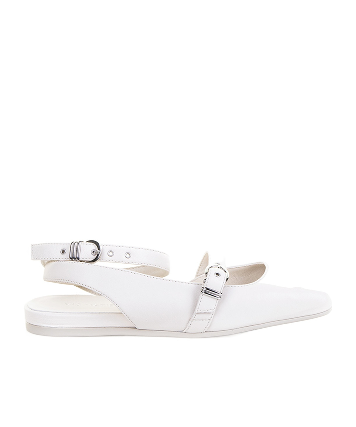 Vic Matie Buckle Detailed Square Toe Sandals In White