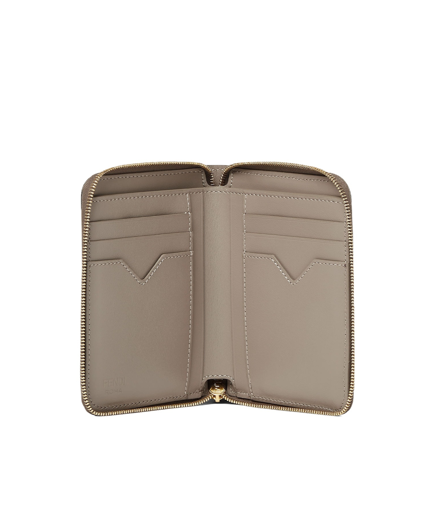 Fendi Diamonds Medium Zipper Wallet In Gray