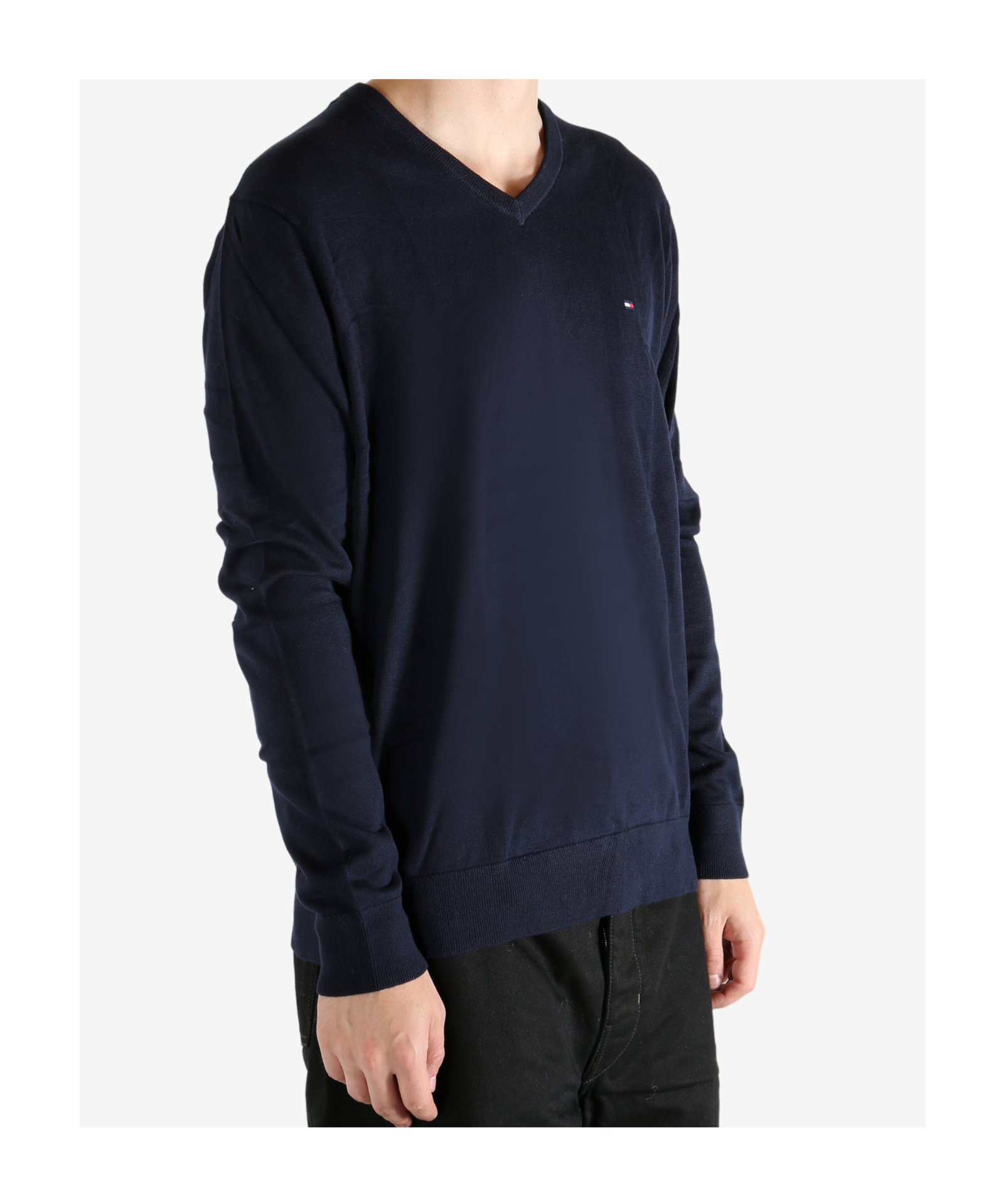 Tommy Hilfiger V-neck Mw14745dw5 Sweater In Blue