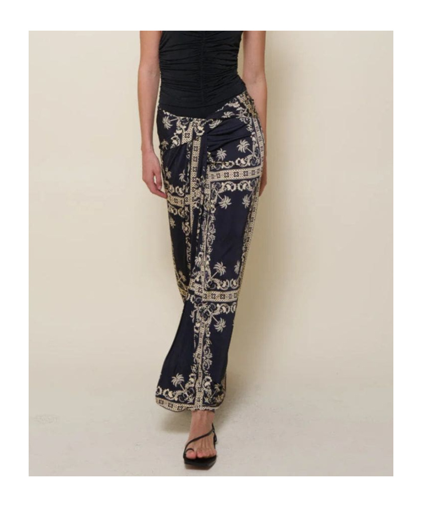 Johanna Ortiz Dream Tiles Twisted Jersey Sarong Maxi Skirt In Black