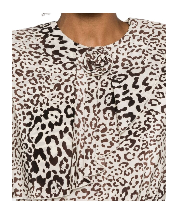 Alessandra Rich Leopard-print Pleated Midi Dress In White