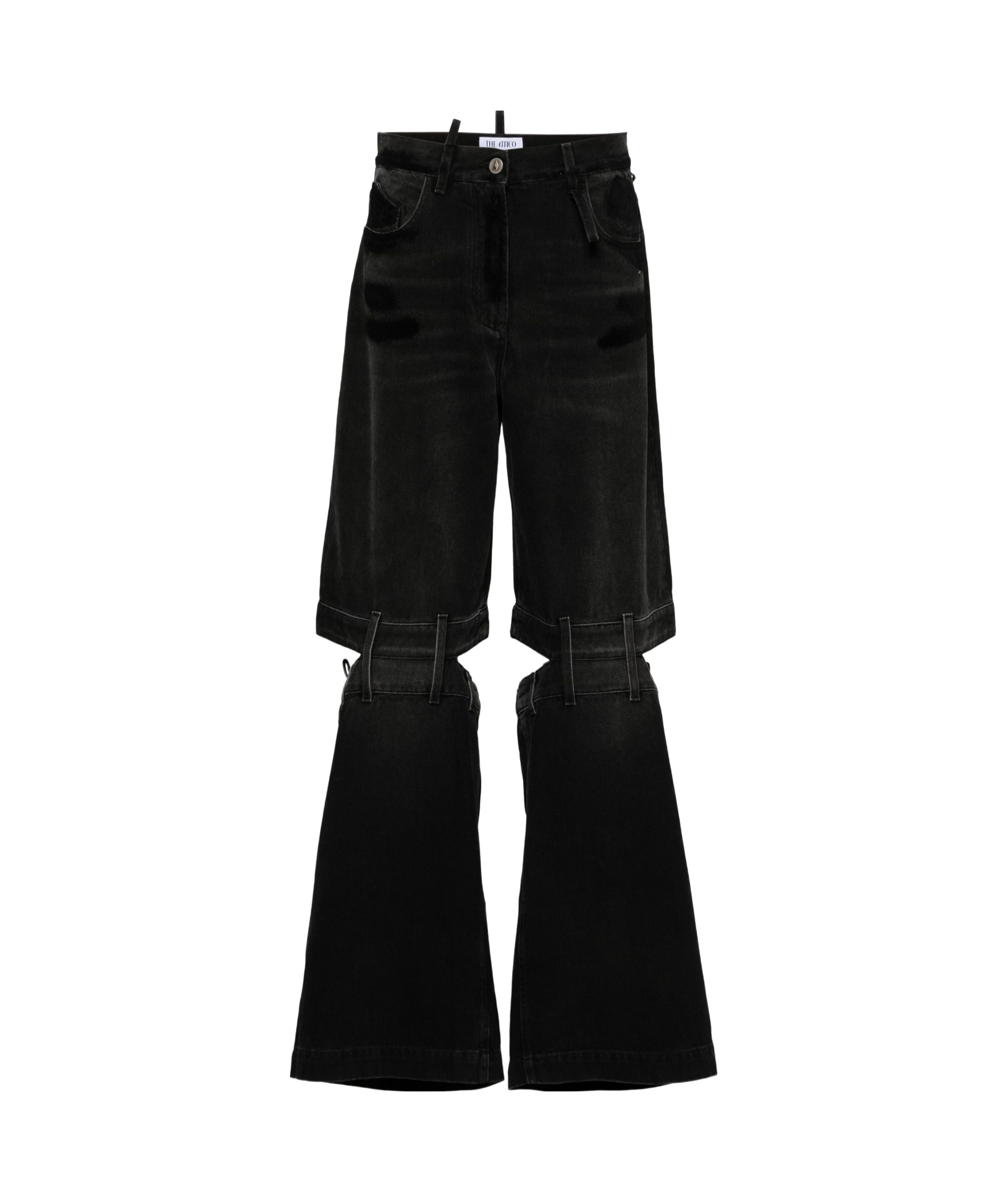Attico High-rise Wide-leg Jeans Cut-out Detailing In Black