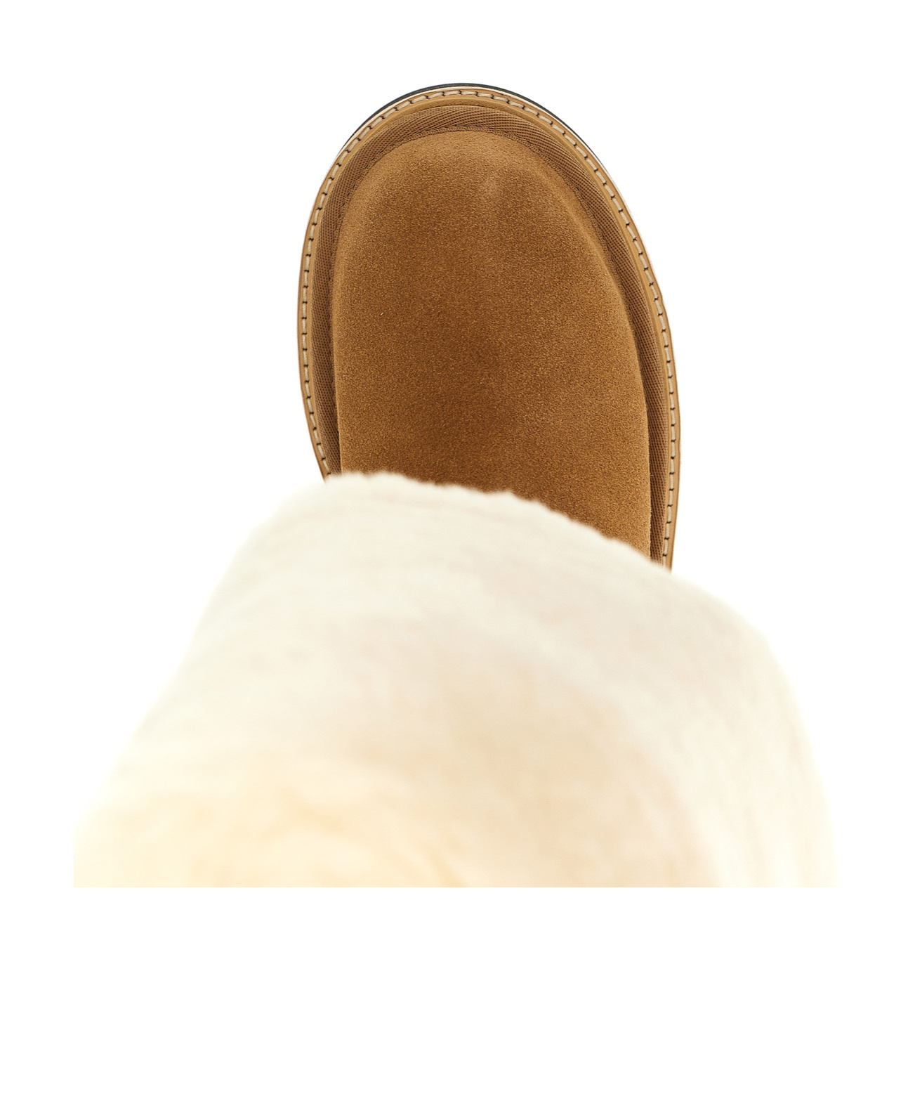 Ugg Sacai Platform Knee High Fur Trim Boots In Brown