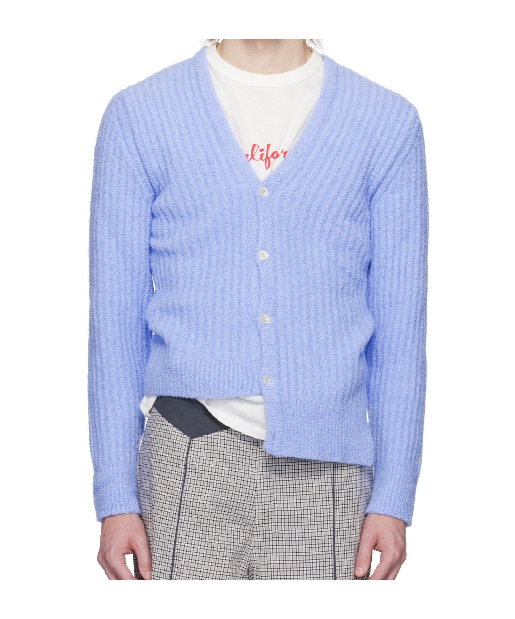 Erl Blue Cozy Asymmetric Cardigan In Blue