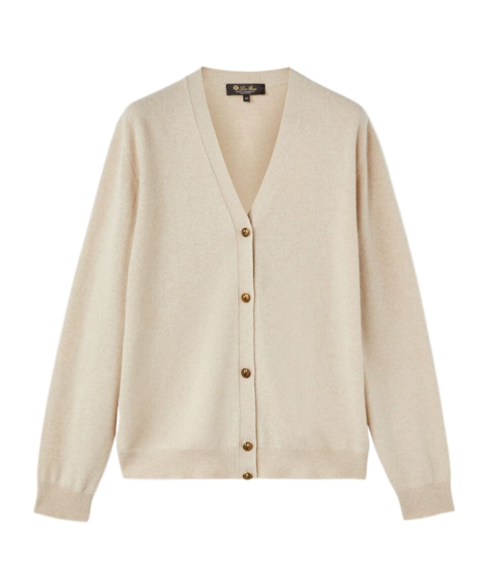 Loro Piana Button Long-sleeved Knitted Cardigan In Natural Color Mixing