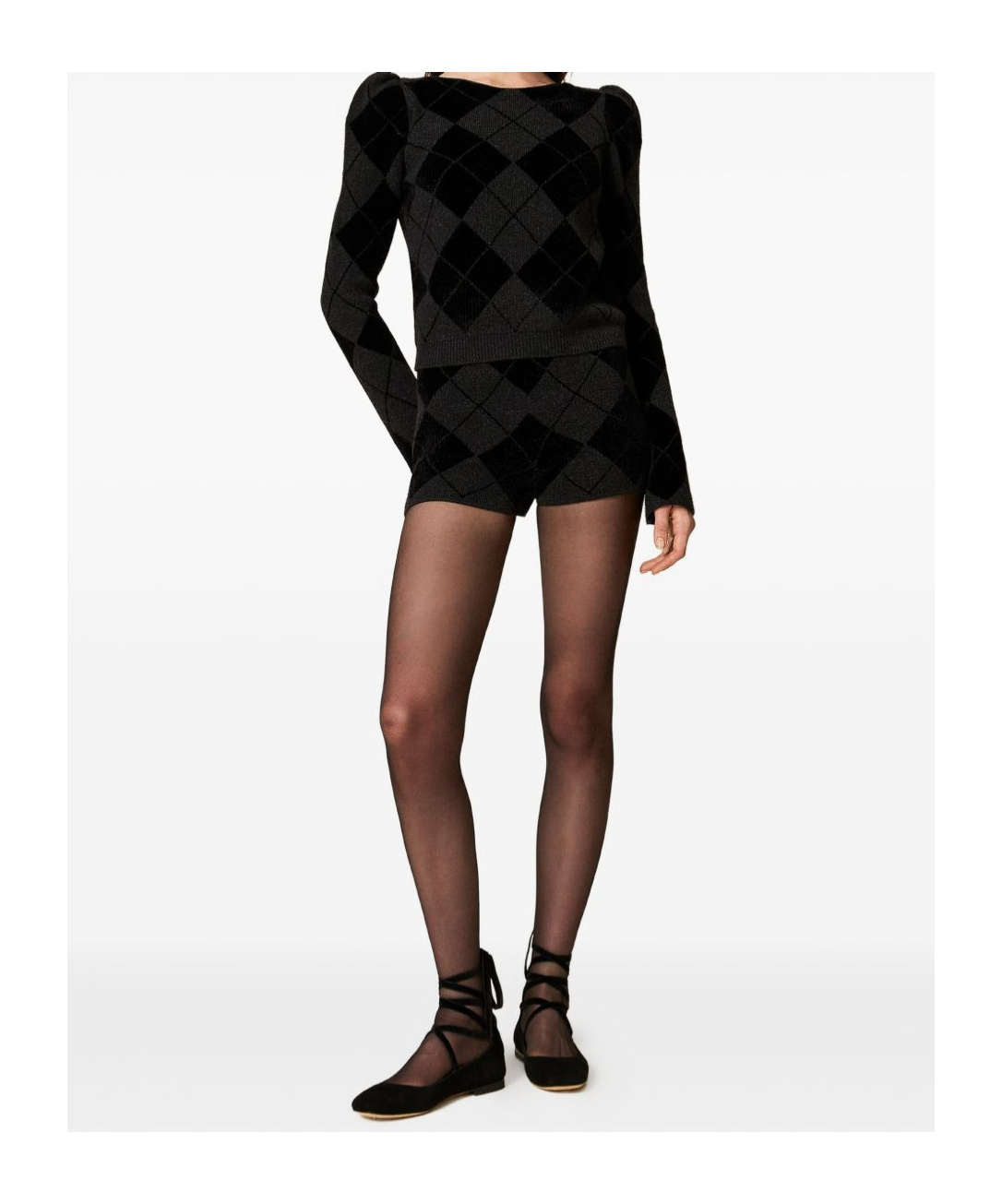 Twinset Diamond-pattern Knit Shorts In Multi