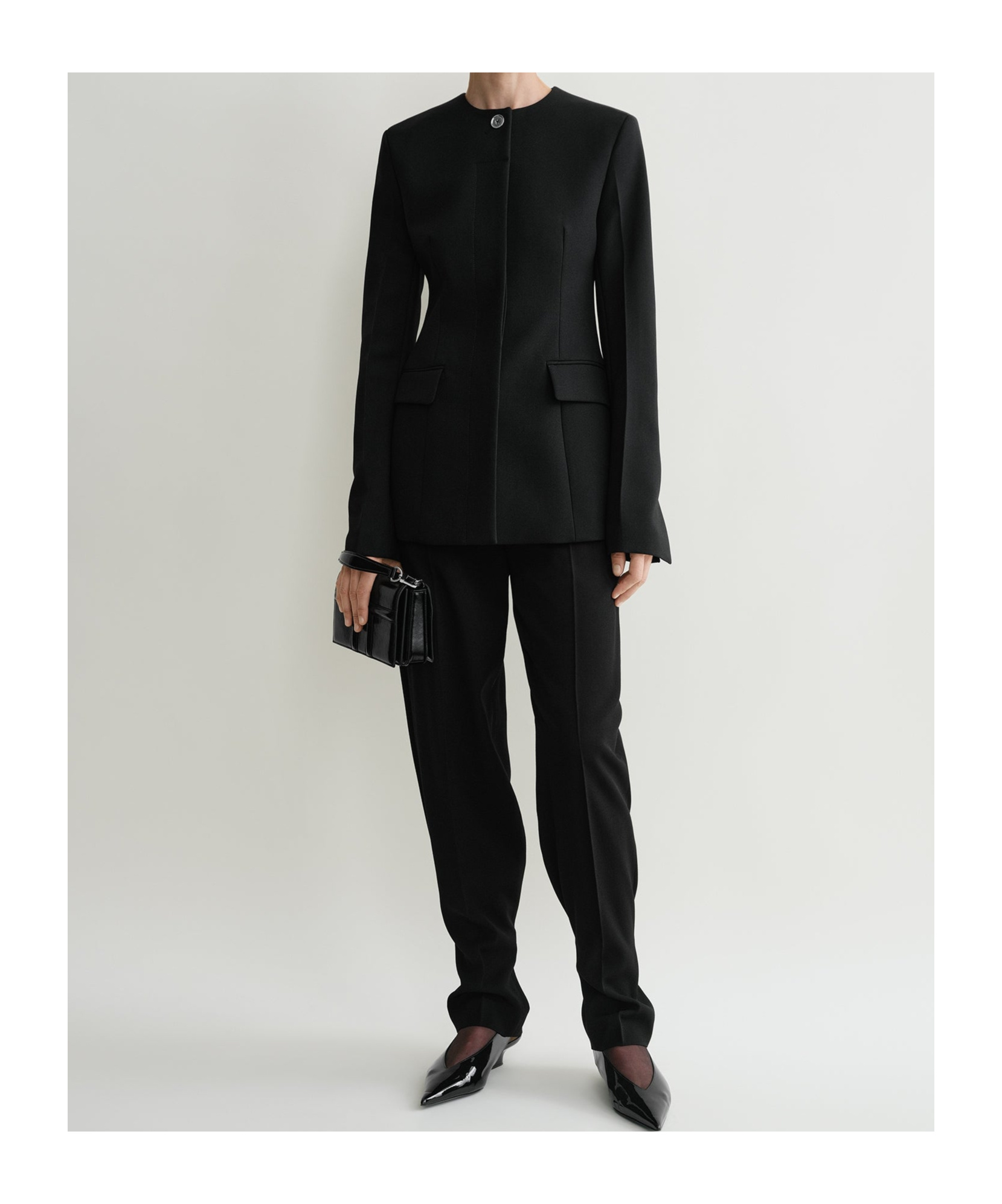 Totême Collarless Cinched Jacket In Black