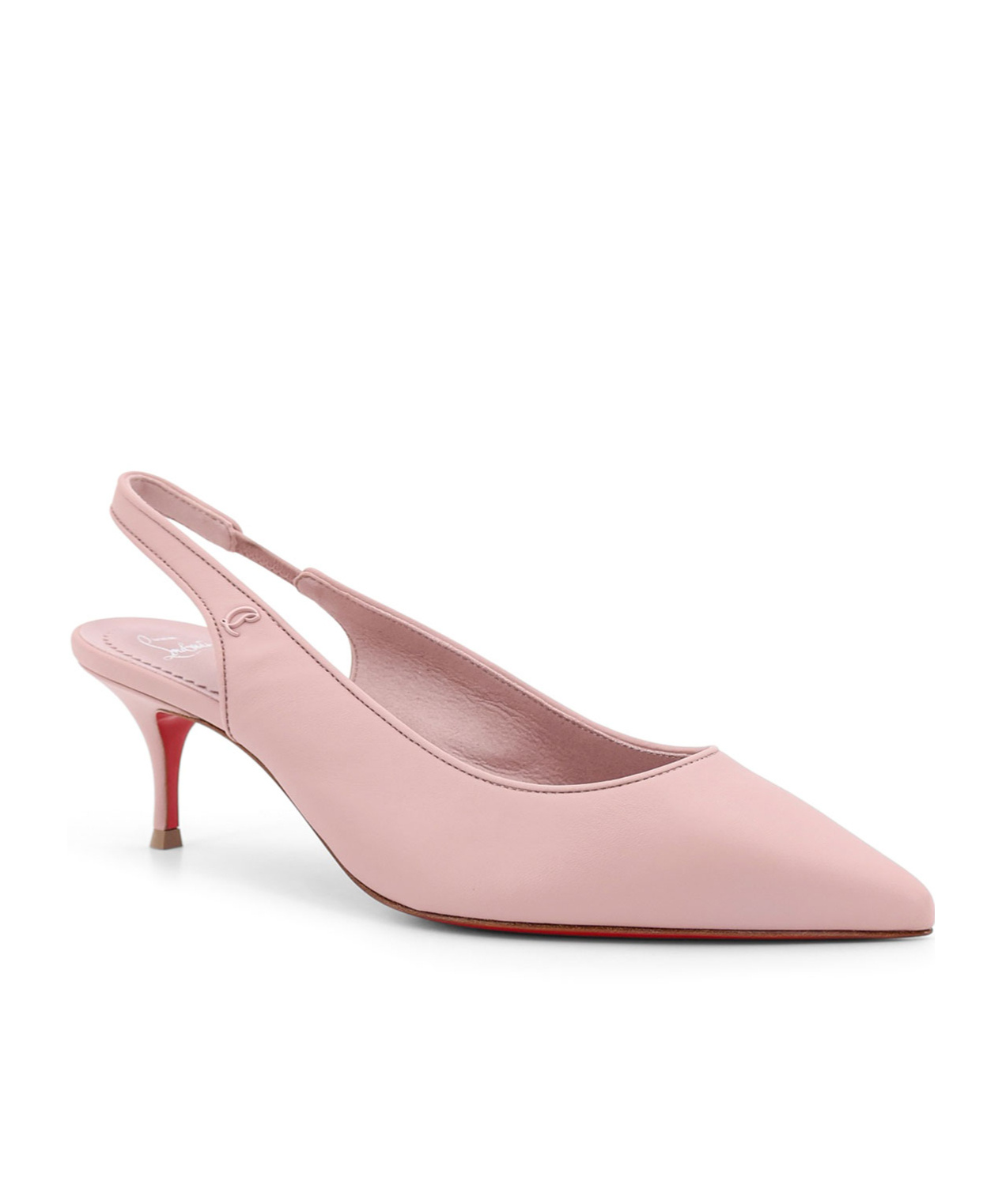 Christian Louboutin Sporty Kate Leather Slingback With Metal Monogram In Pink