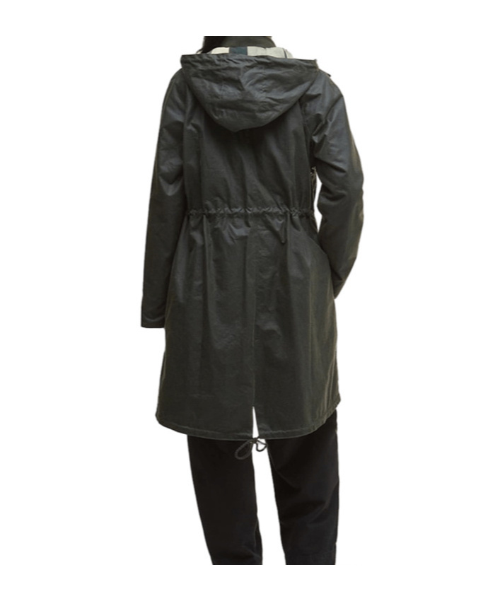 Barbour Hooded Buttoned Coat In Black