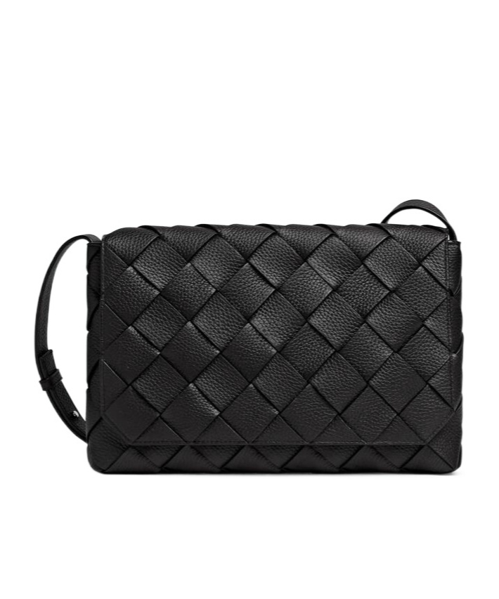 Bottega Veneta Diago Large Intreccio Leather Messenger Bag In Black