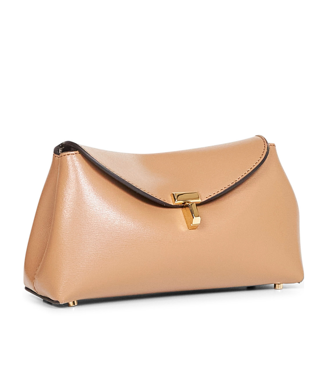 Totême T-lock Foldover Leather Clutch Bag In Brown