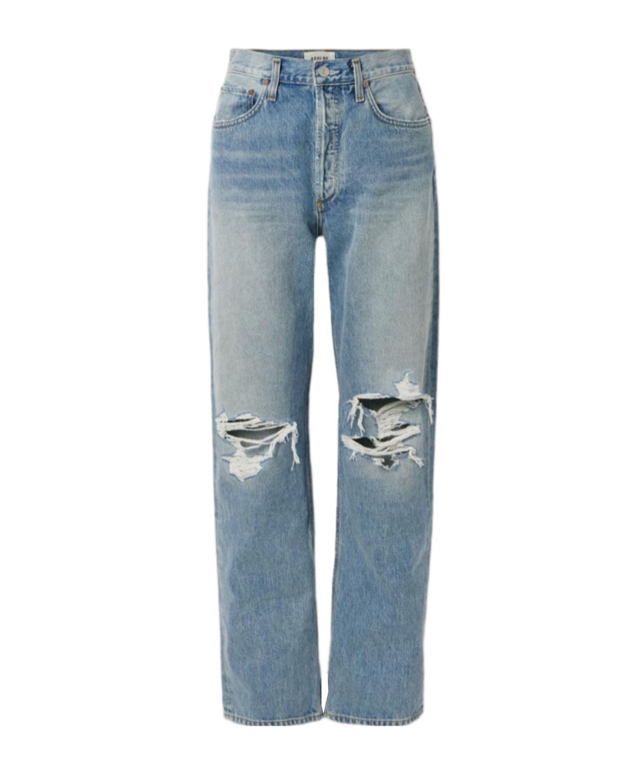 Agolde High Waist Straight Jeans In Gray
