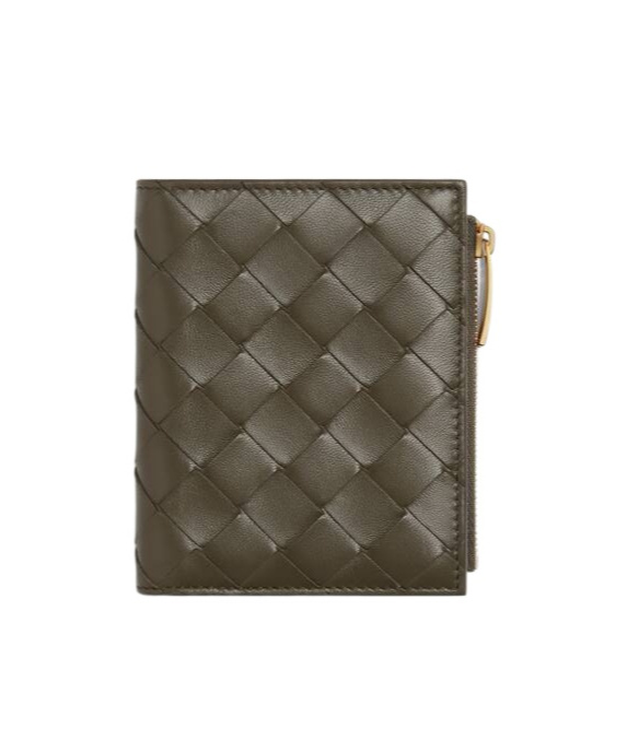 Bottega Veneta Intrecciato Small Bi-fold Wallet In Green
