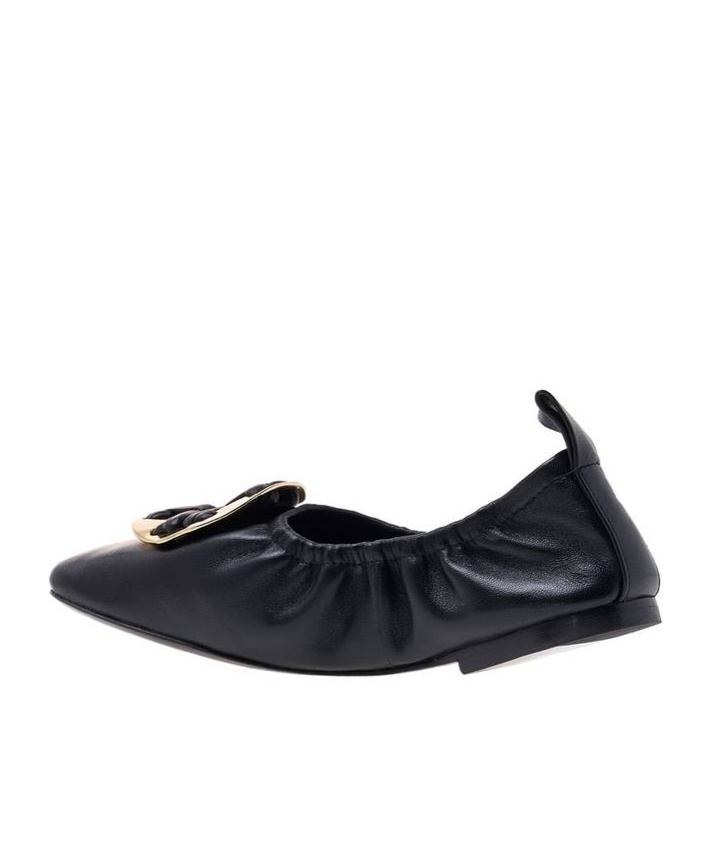 Tory Burch Woven Double T 10mm Ballerina Shoes In Black