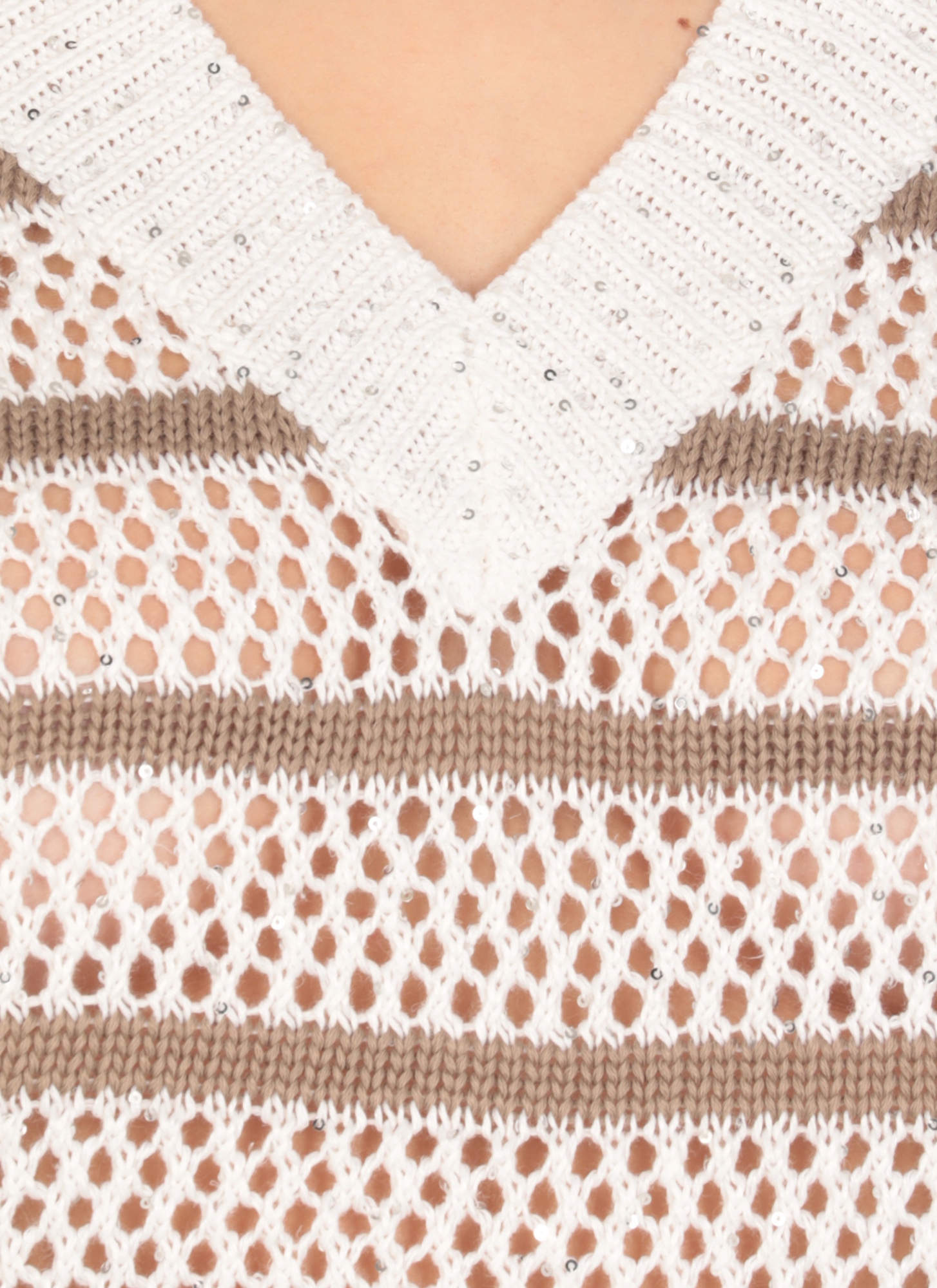 Brunello Cucinelli Striped Sweater In White
