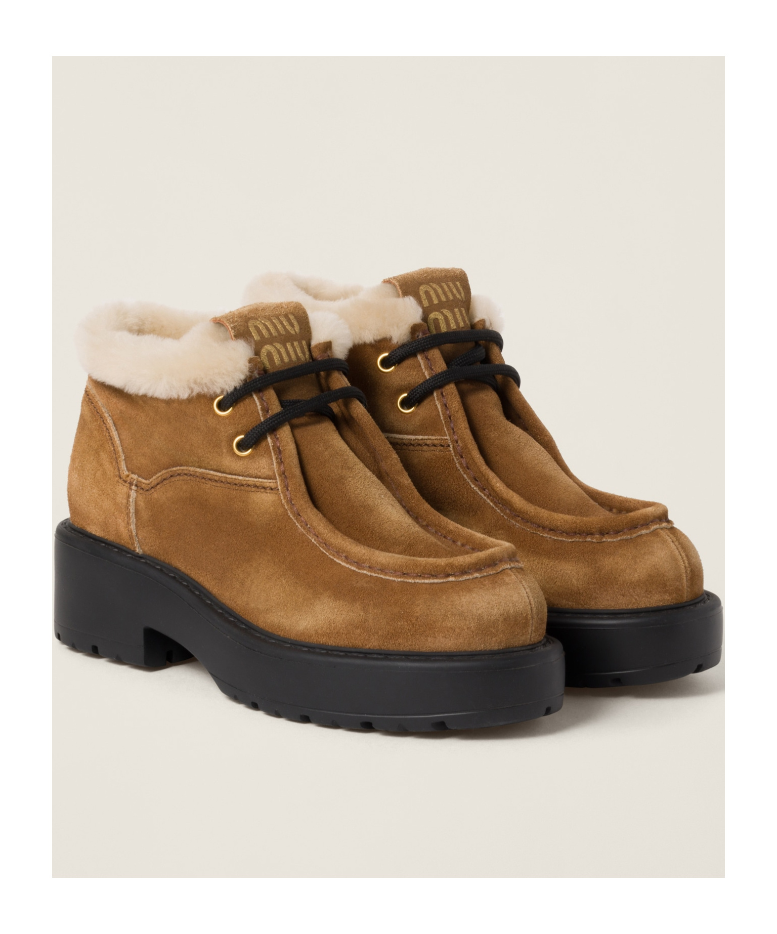 Miu Miu Faded Suede Booties In Brown