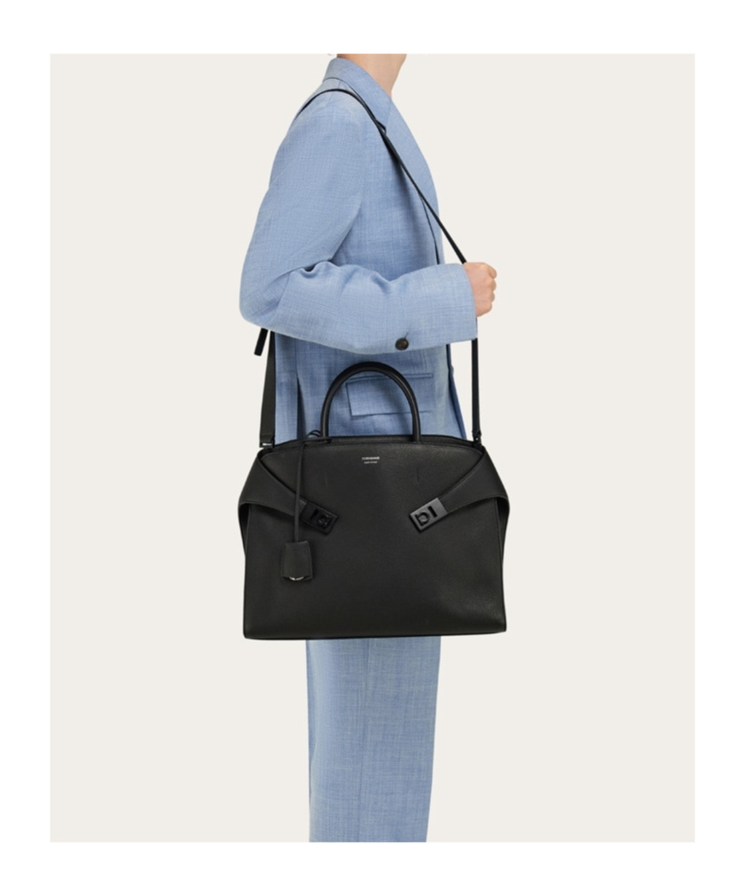 Ferragamo Hug Briefcase In Black