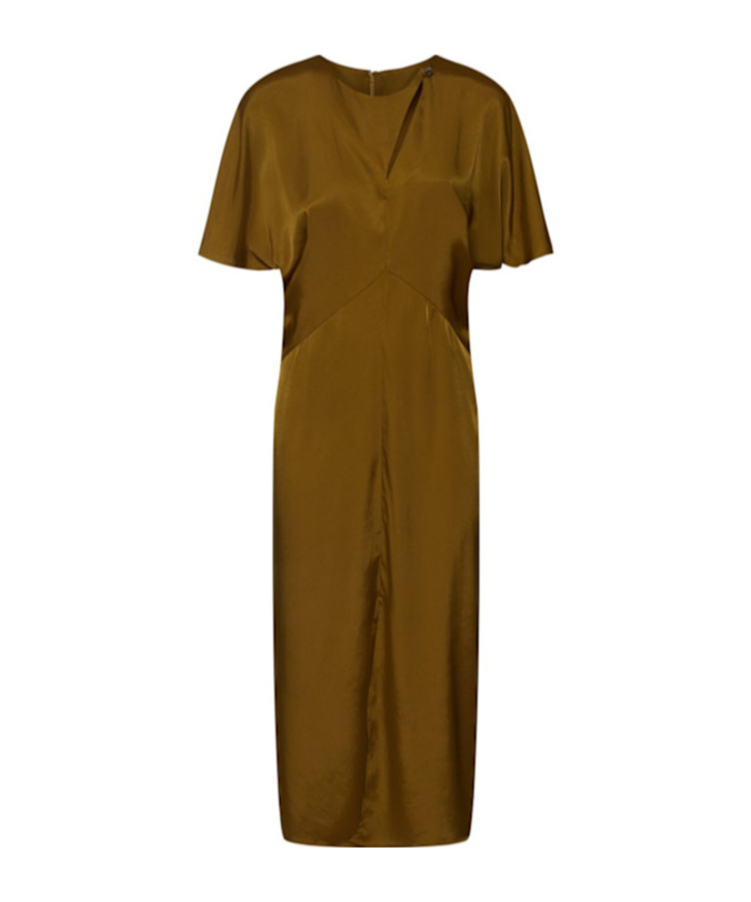 Soeur Ella Draped Satin Midi Dress